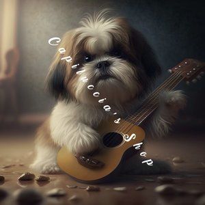 Sh-Tzu Dog Playing Guitar Portrait Picture Poster